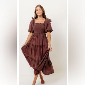 Worth Collective Elena Midi Dress in Plum size M